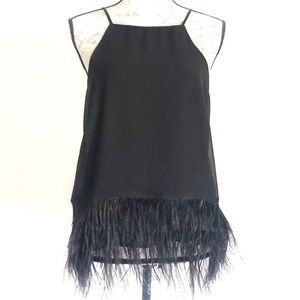 Line + Dot Feather Trim Cami Top - NWT/ LG